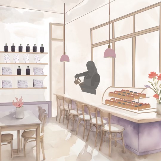 Watercolour café illustration